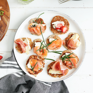 Blinis with D'affinois & Prosciutto